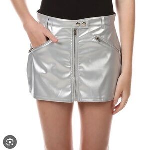 NWT HYFVE metallic faux leather zip mini skirt
